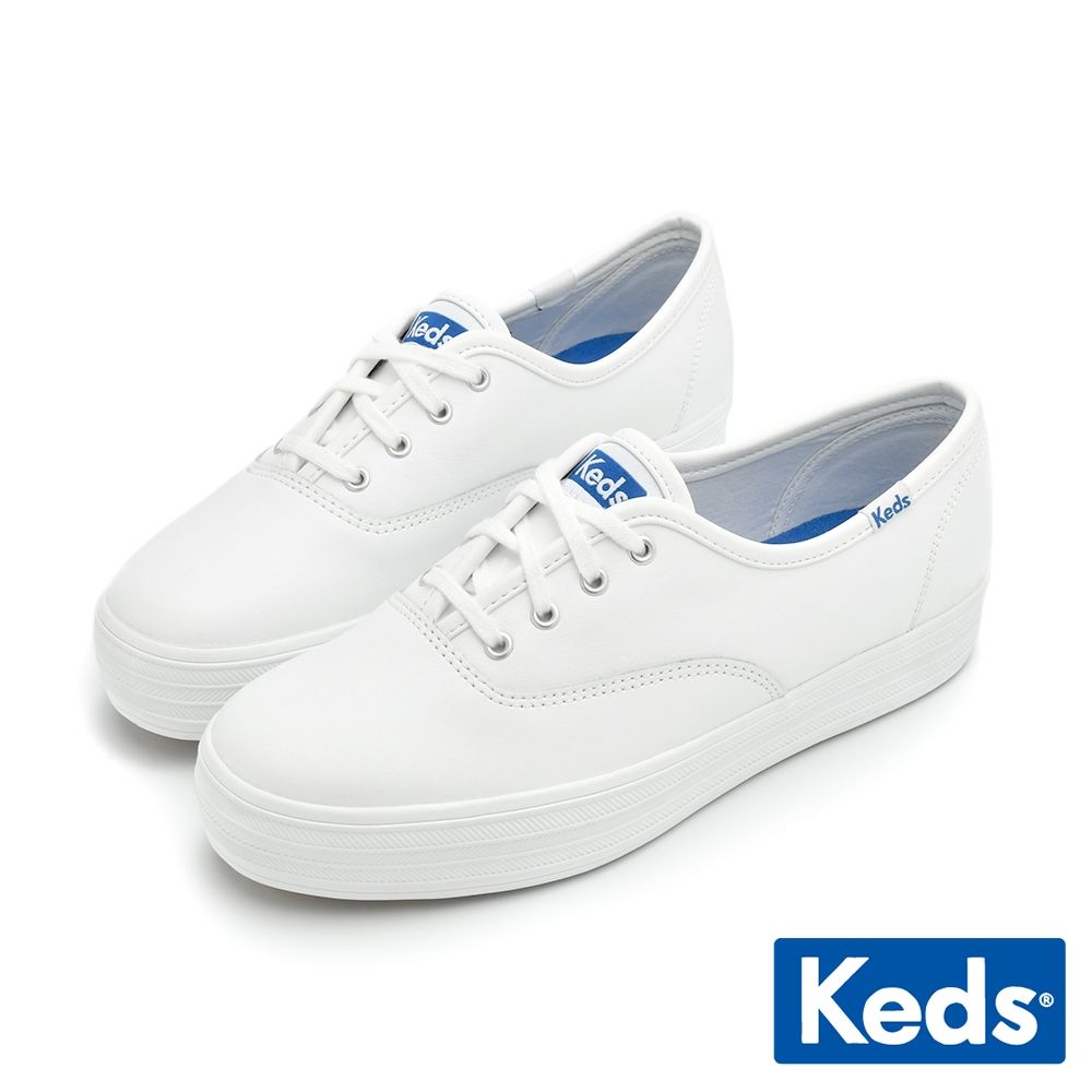 【KEDS】THE PLATFORM 經典延伸厚底皮革休閒鞋-白 9231W133497/ US8.5 (25.5cm)