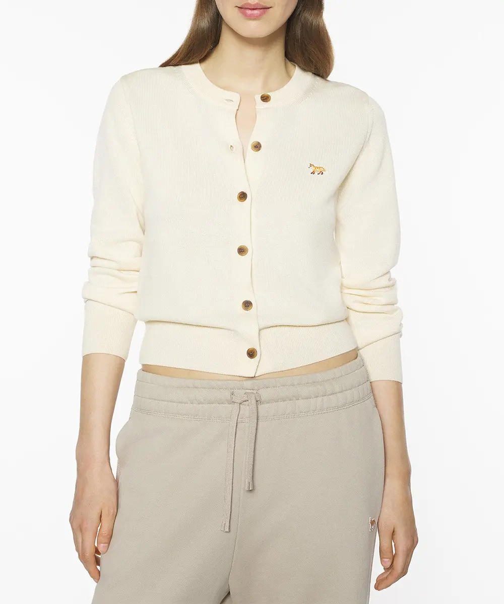 MAISON KITSUNÉ 貝殼粉小狐狸LOGO經典開襟針織衫/女裝/ M