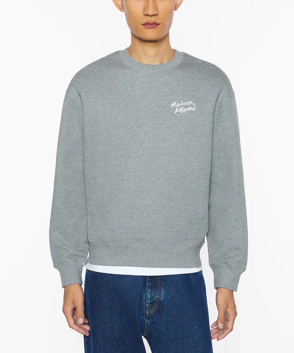MAISON KITSUNÉ 中性灰手繪LOGO舒適衛衣_男/中性/ M