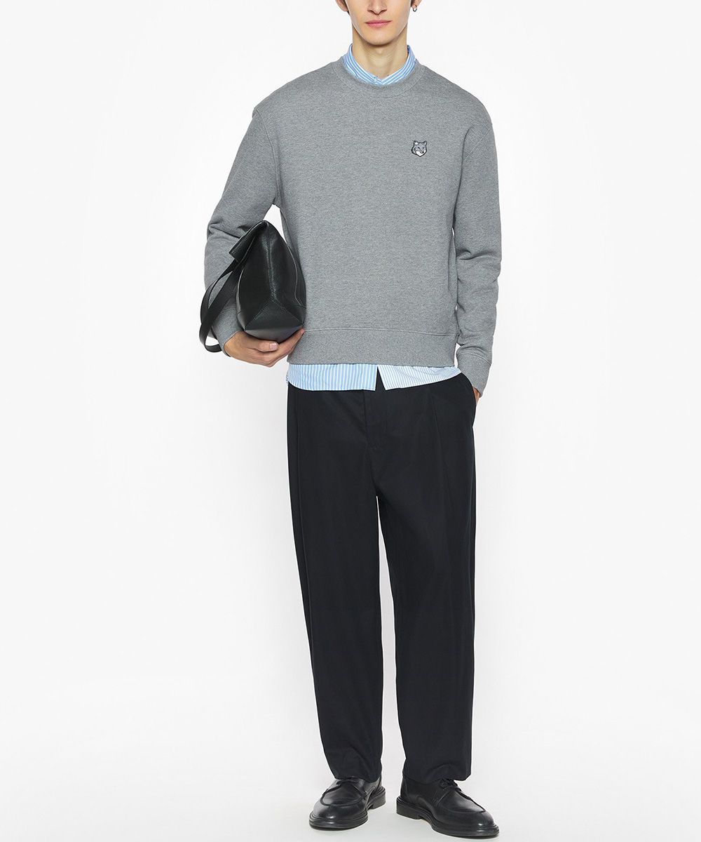 MAISON KITSUNÉ 中性灰灰狐狸頭LOGO舒適衛衣_男/中性/ M
