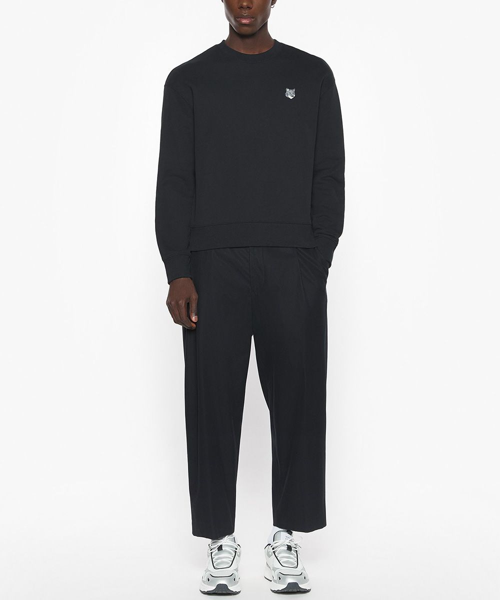 MAISON KITSUNÉ 午夜黑灰狐狸頭LOGO舒適衛衣_男/中性/ M