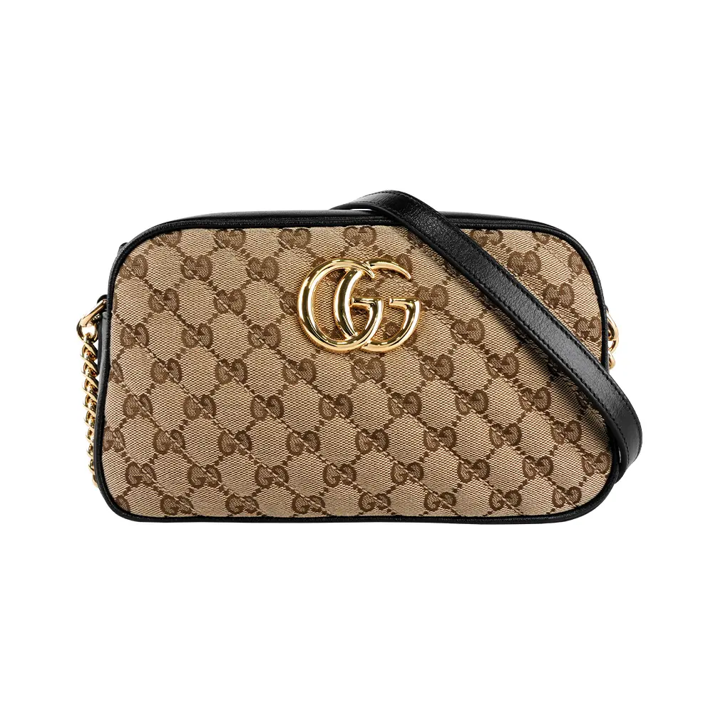 立折$3000💥【GUCCI】帆布 GG Marmont肩背/斜背包(黑邊/卡其色)/ 平行輸入
