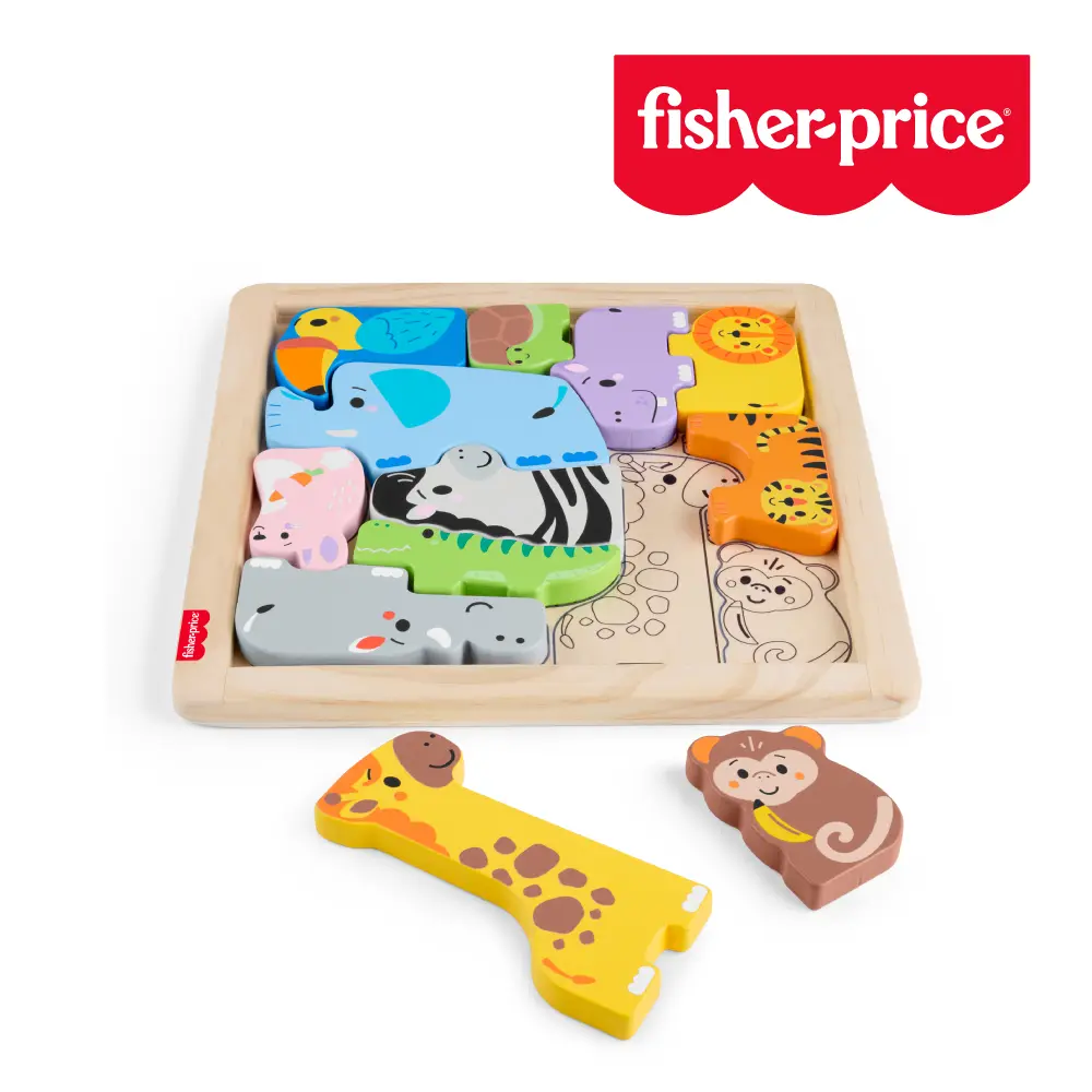 【Fisher price 費雪】木製動物積木拼圖