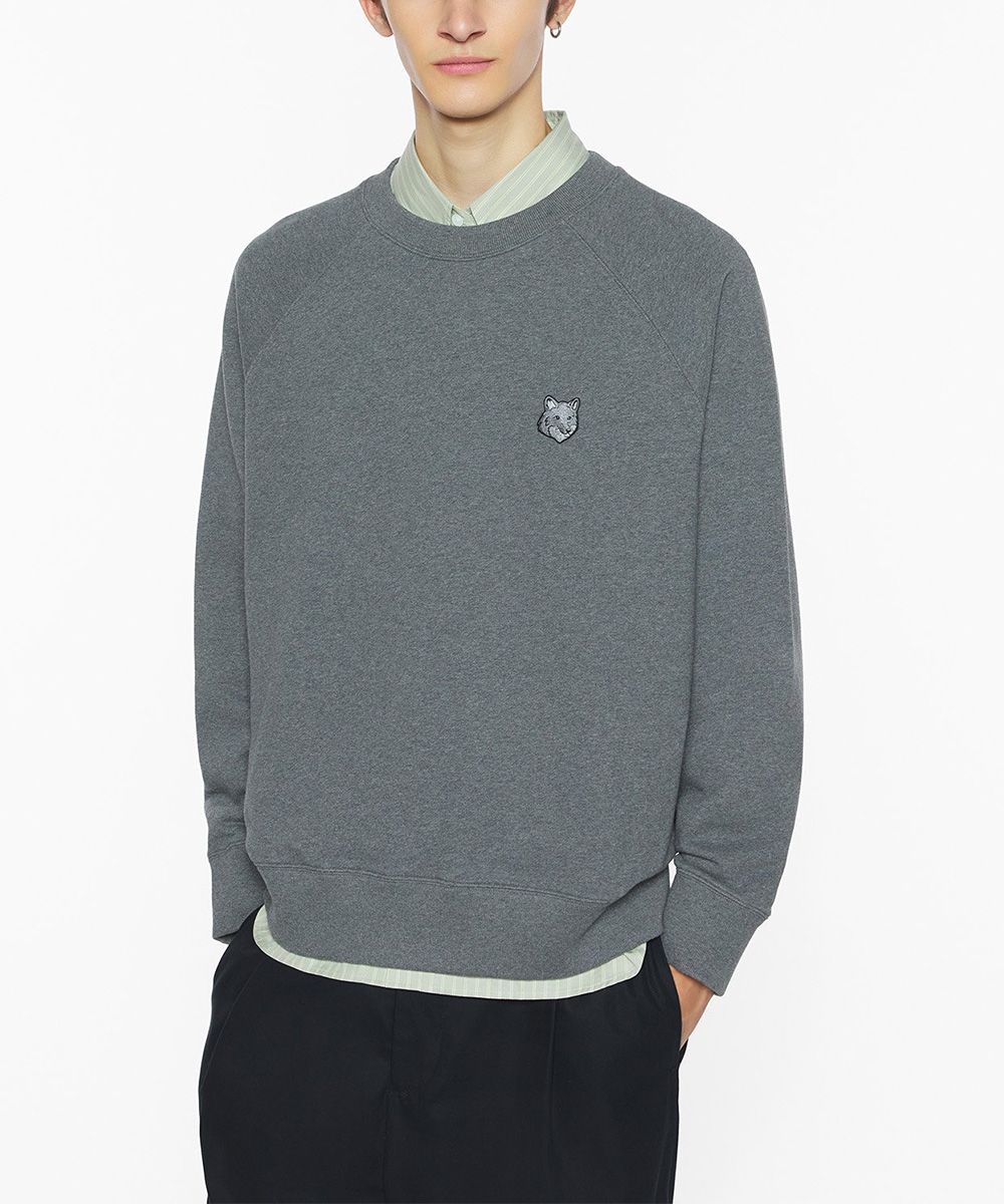 MAISON KITSUNÉ 深鷗灰變化狐狸頭LOGO寬鬆衛衣_男/中性/ M