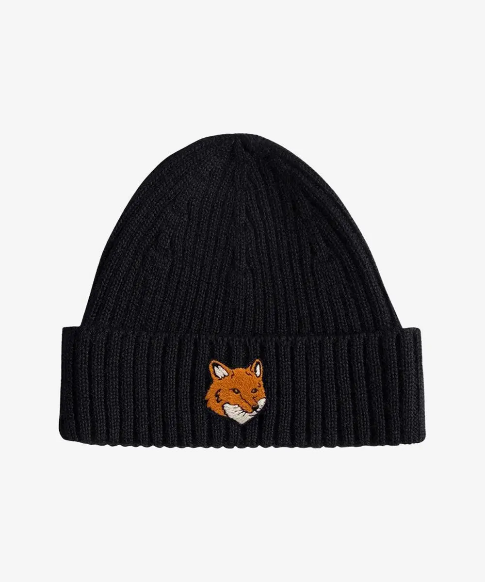 MAISON KITSUNÉ 午夜黑橘變化狐狸頭LOGO毛帽