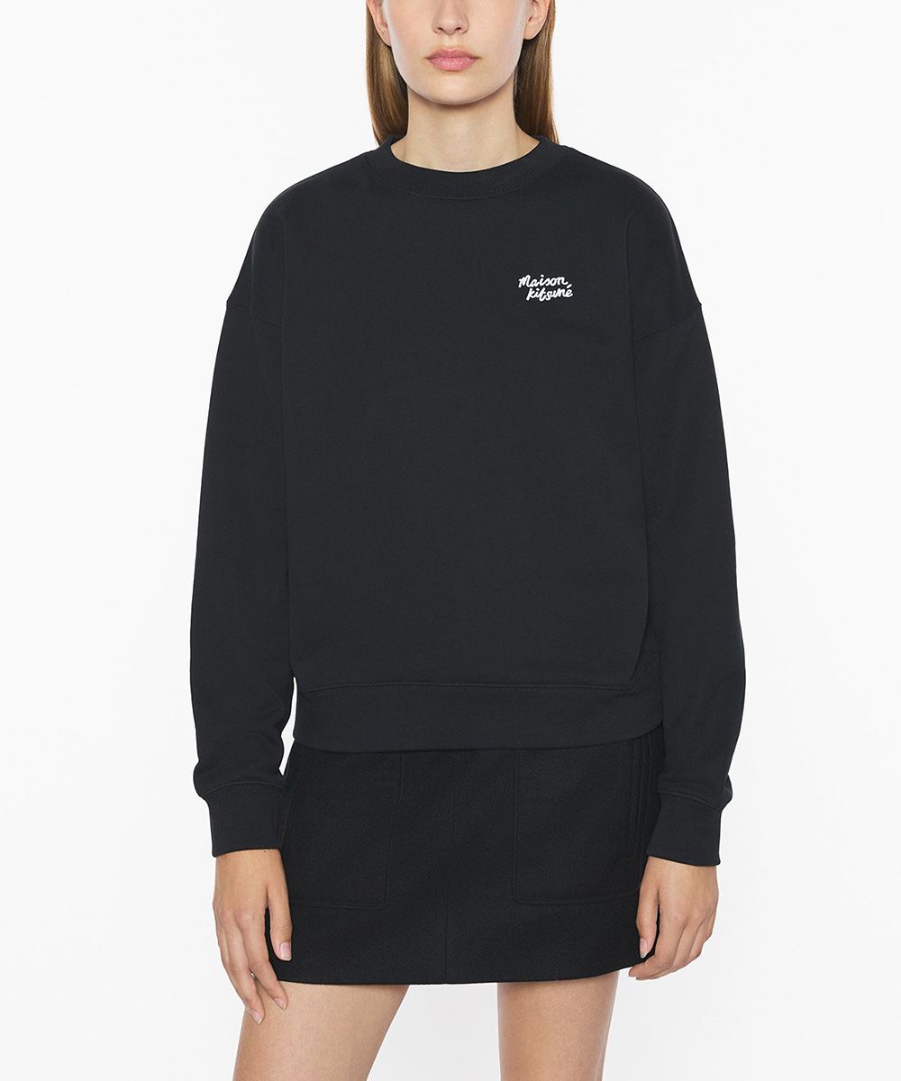 MAISON KITSUNÉ 午夜黑手繪LOGO舒適衛衣/女裝/ M