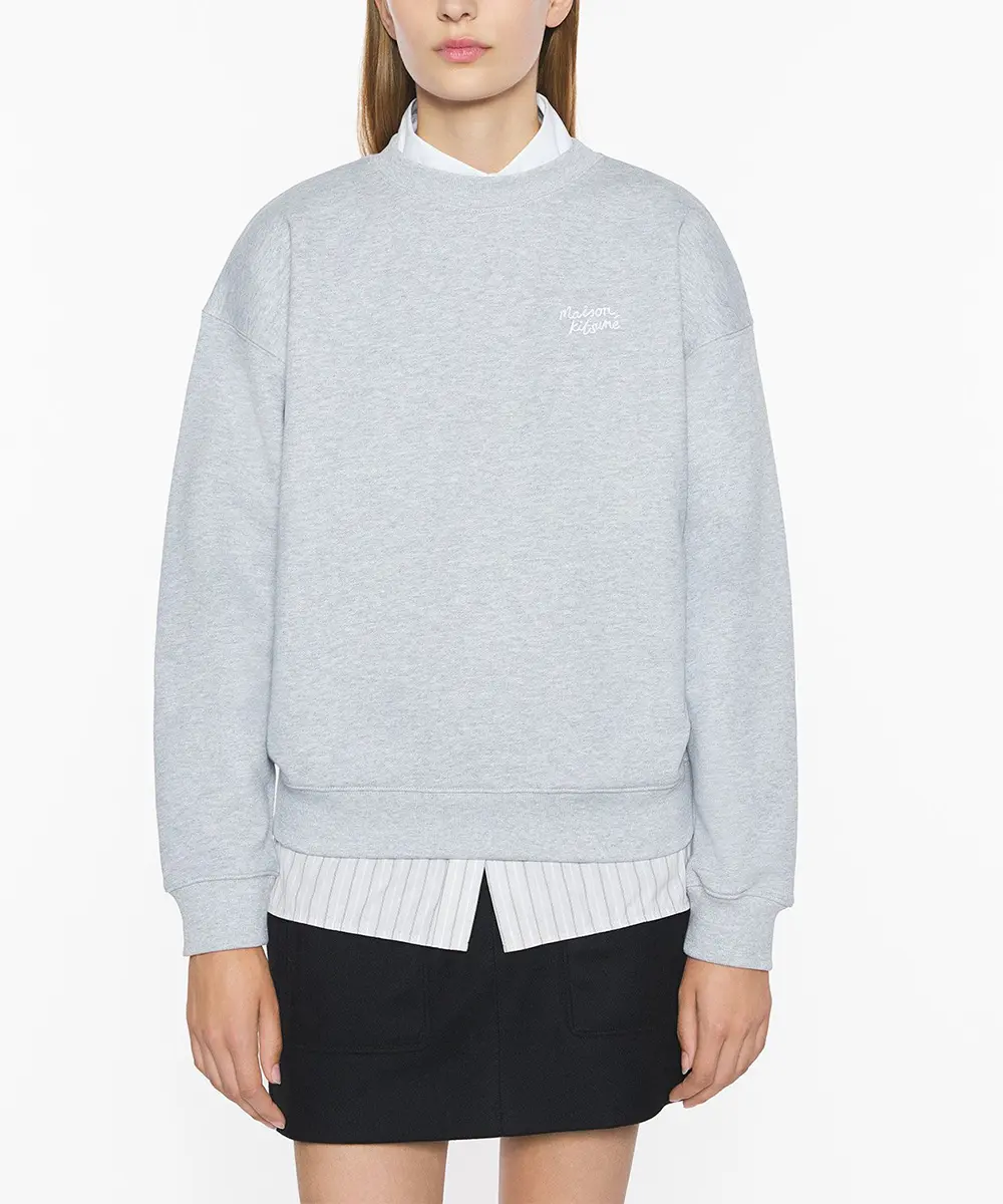 MAISON KITSUNÉ 雲霧灰手繪LOGO舒適衛衣/女裝/ M