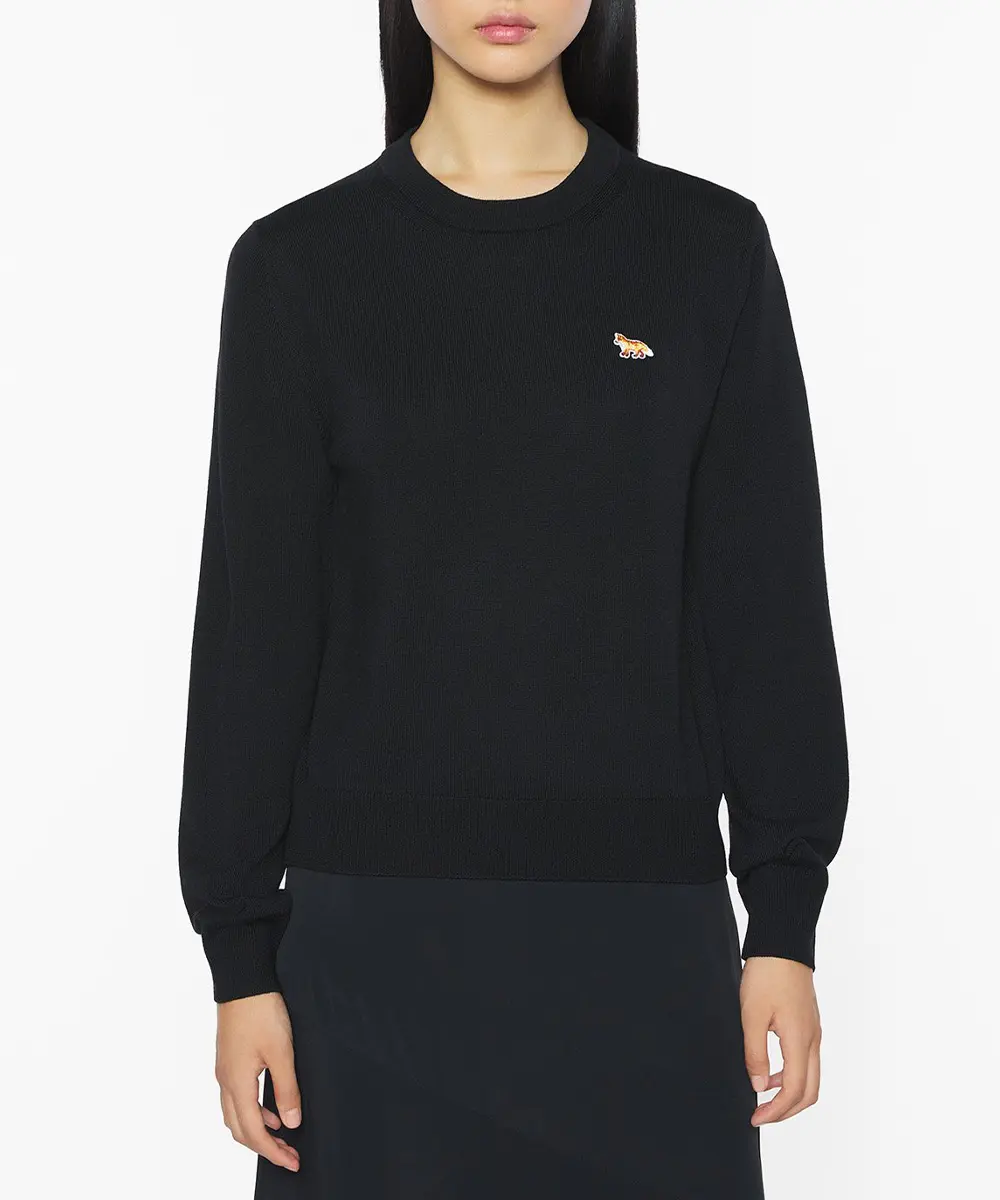 MAISON KITSUNÉ 午夜黑小狐狸LOGO經典毛衣/女裝/ M