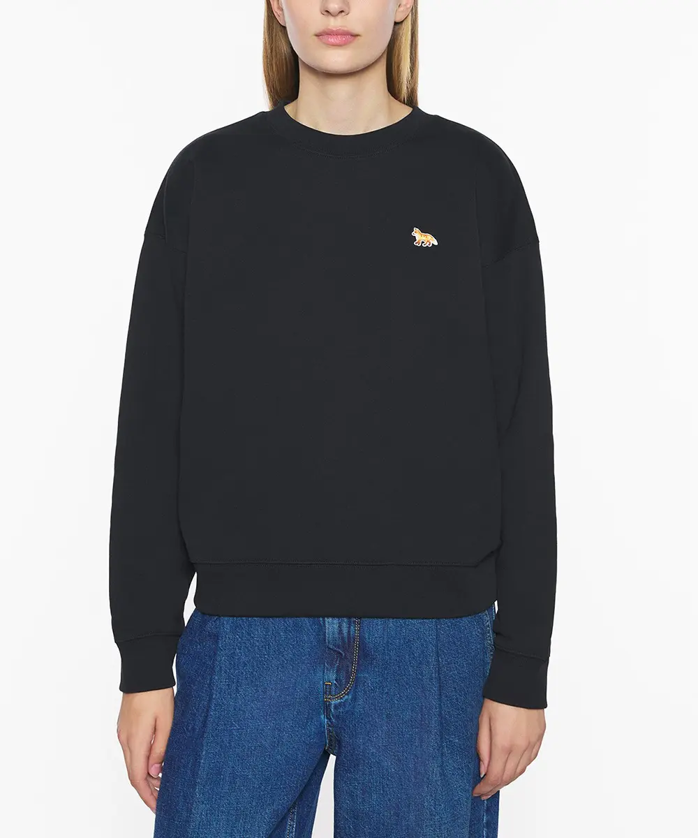 MAISON KITSUNÉ 午夜黑小狐狸LOGO舒適衛衣/女裝/ L