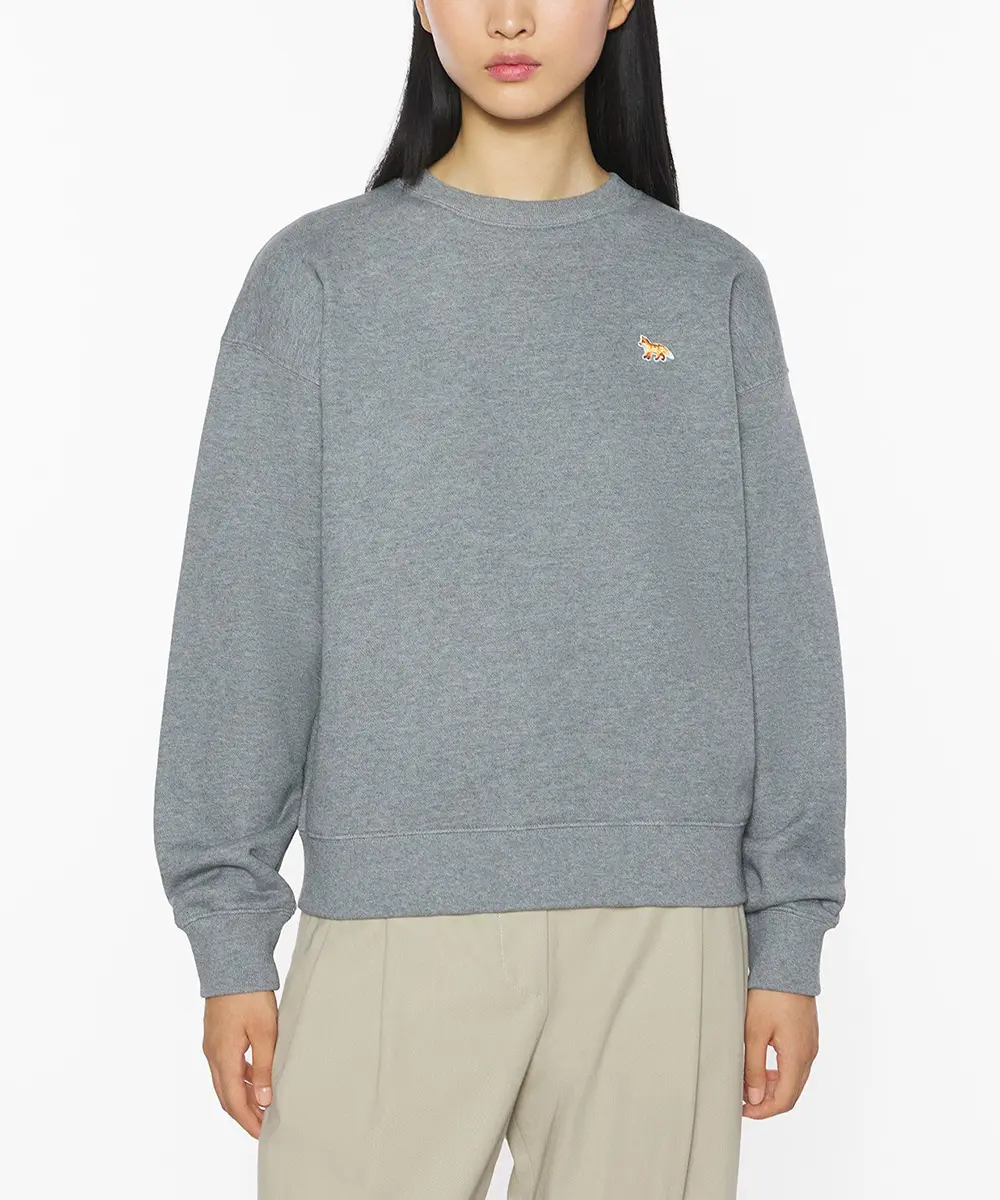 MAISON KITSUNÉ 中性灰小狐狸LOGO舒適衛衣/女裝/ M