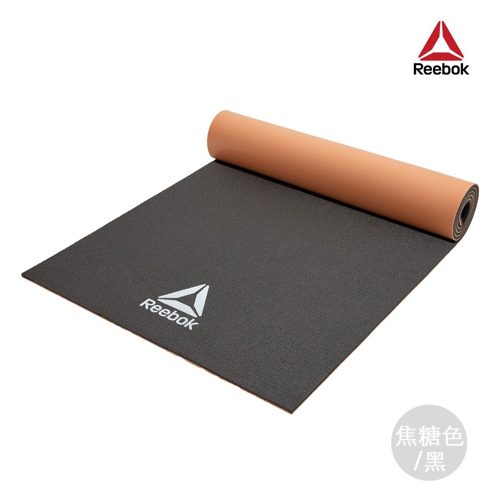 Reebok 銳步 專業訓練雙色瑜珈墊-6mm (焦糖色/黑) 運動墊 健身墊 訓練墊 跳繩墊 超慢跑墊