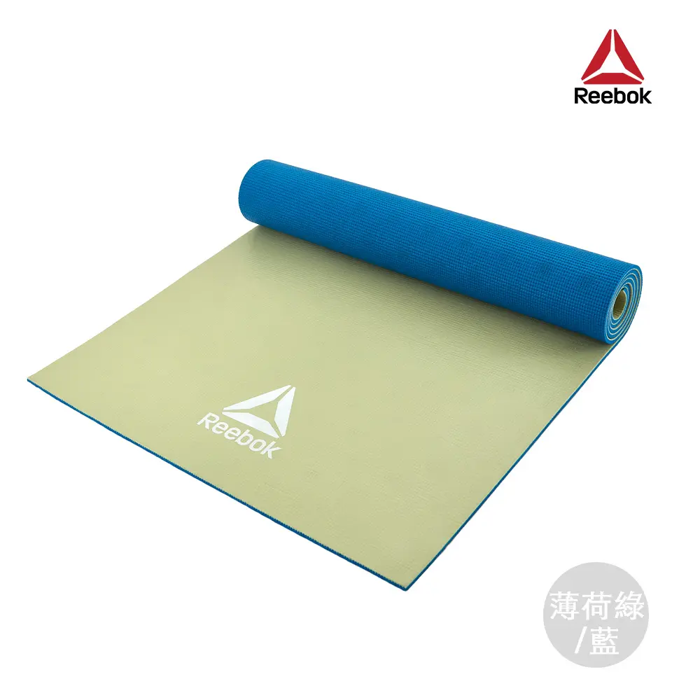 Reebok 銳步 專業訓練雙色瑜珈墊-6mm (薄荷綠/藍) 運動墊 健身墊 訓練墊 跳繩墊 超慢跑墊
