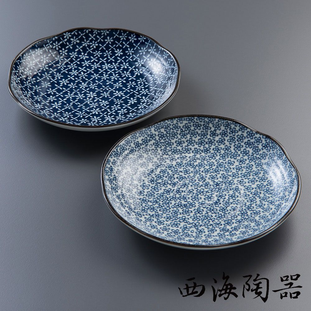 [西海陶器] 日本美濃燒 古典菊造型大圓盤(2件式) - 禮盒組