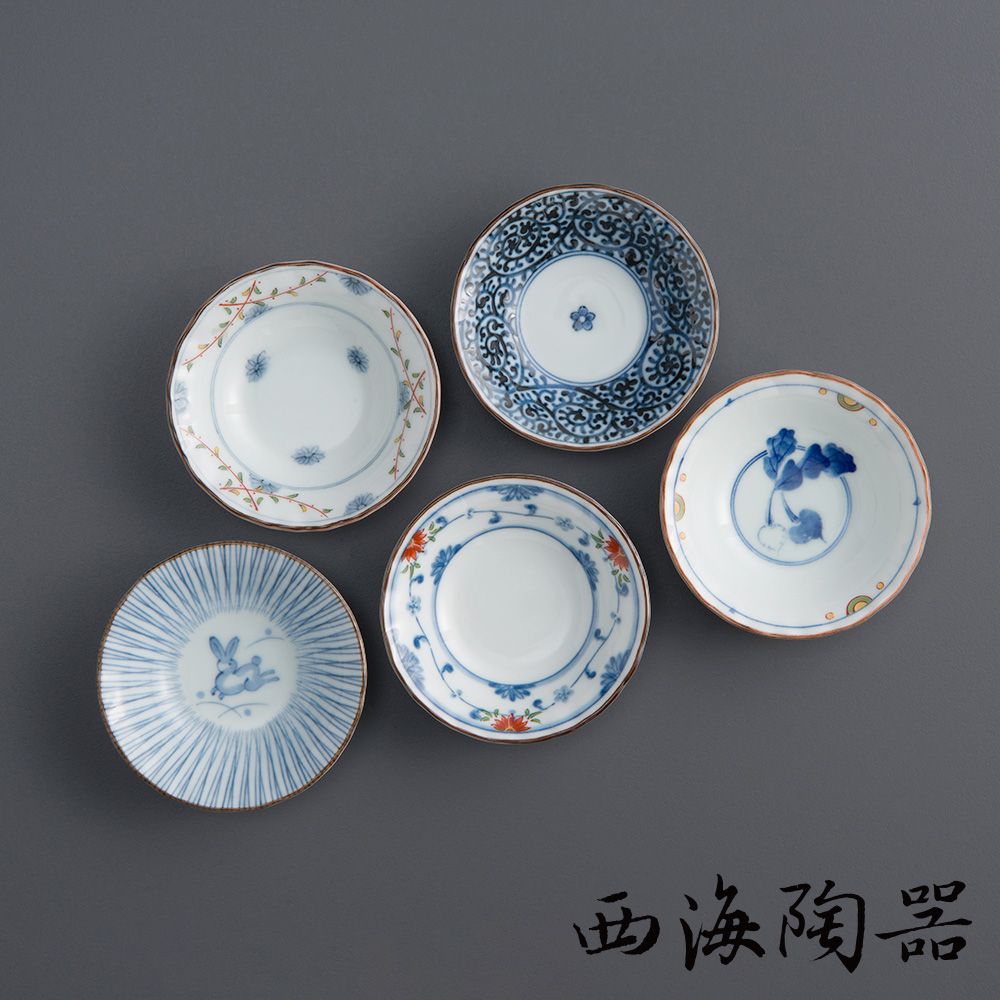 [西海陶器] 染錦花繪小菜碟(5件式) - 禮盒組