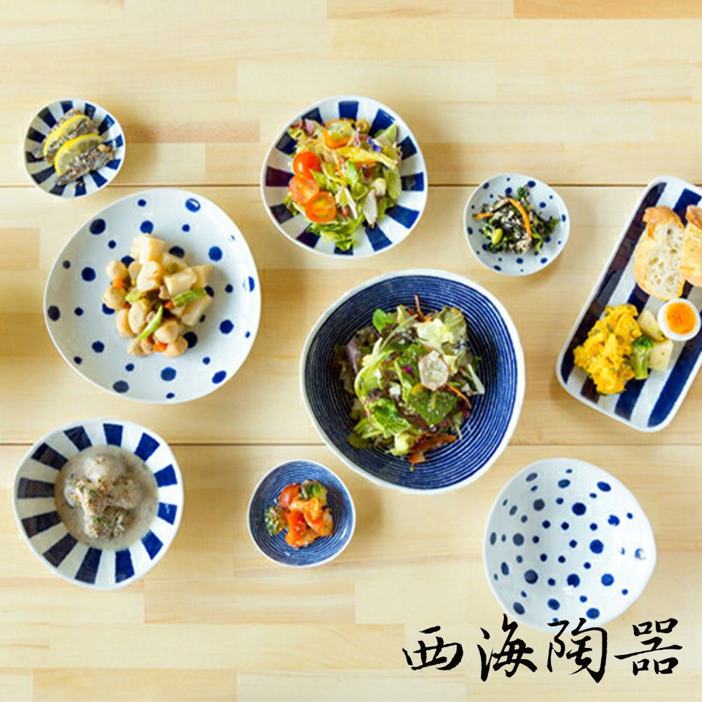 [西海陶器] 波佐見燒 藍玉紋小菜碟(5件式) - 禮盒組