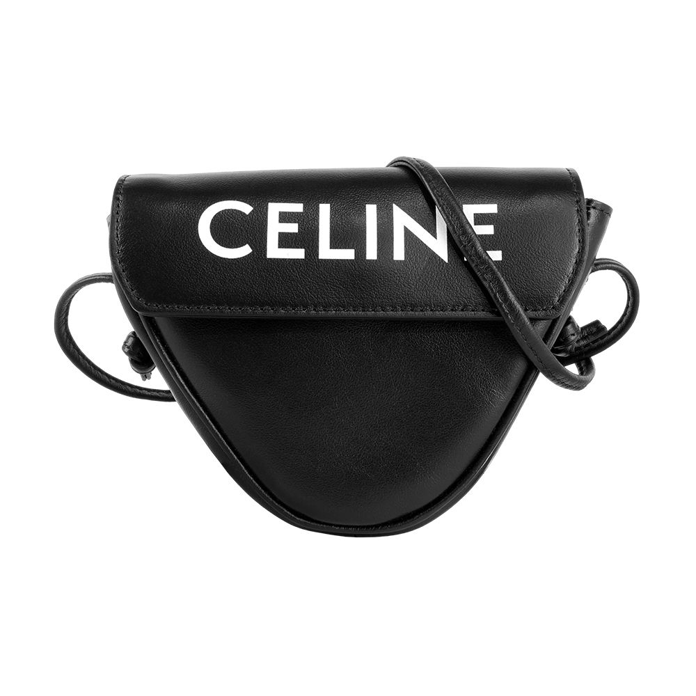 【CELINE】Logo 小牛皮超迷你斜背三角包(黑色)/ 平行輸入
