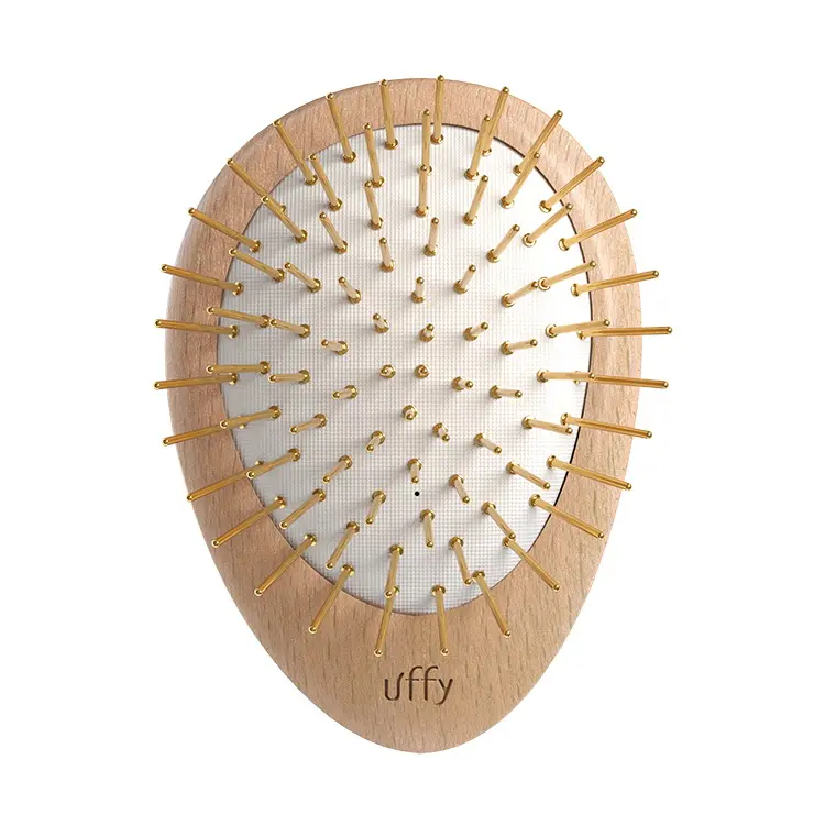 Uffy無非遠紅外線按摩梳/手掌款/ 原木色/ 金針
