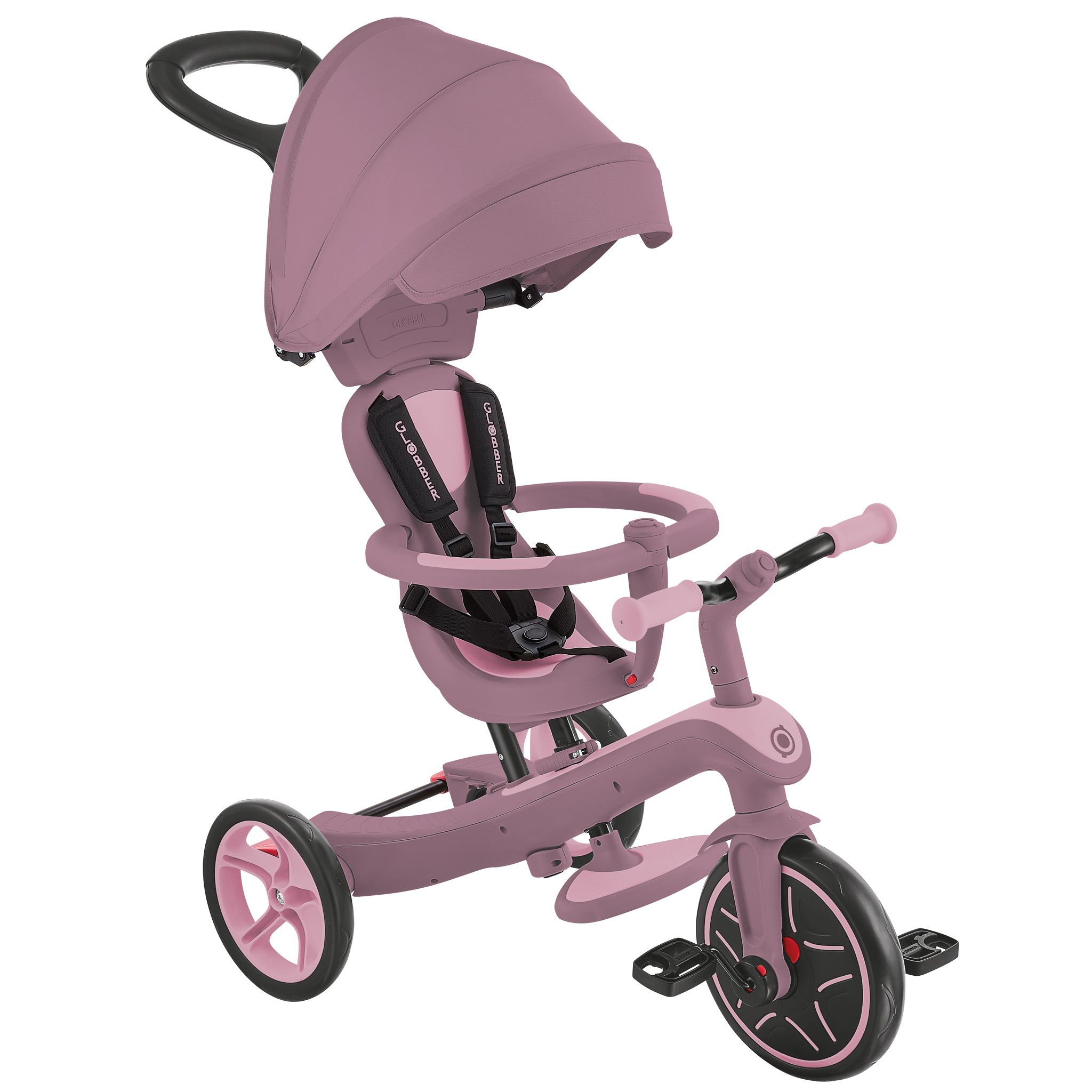 法國 GLOBBER 4合1 Trike多功能3輪推車奶油系列-法式山茶花粉
