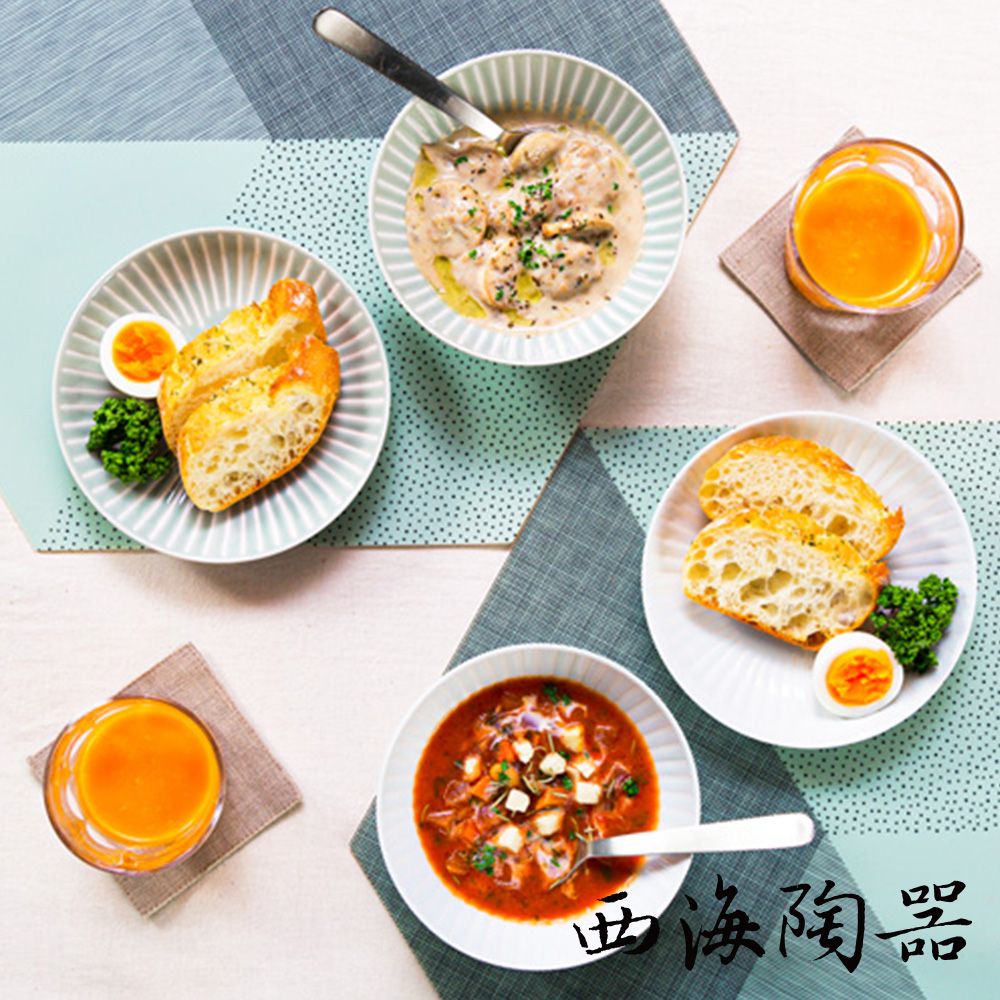 [西海陶器] 波佐見燒 花 FUWARI 碗盤(4件式) - 禮盒組