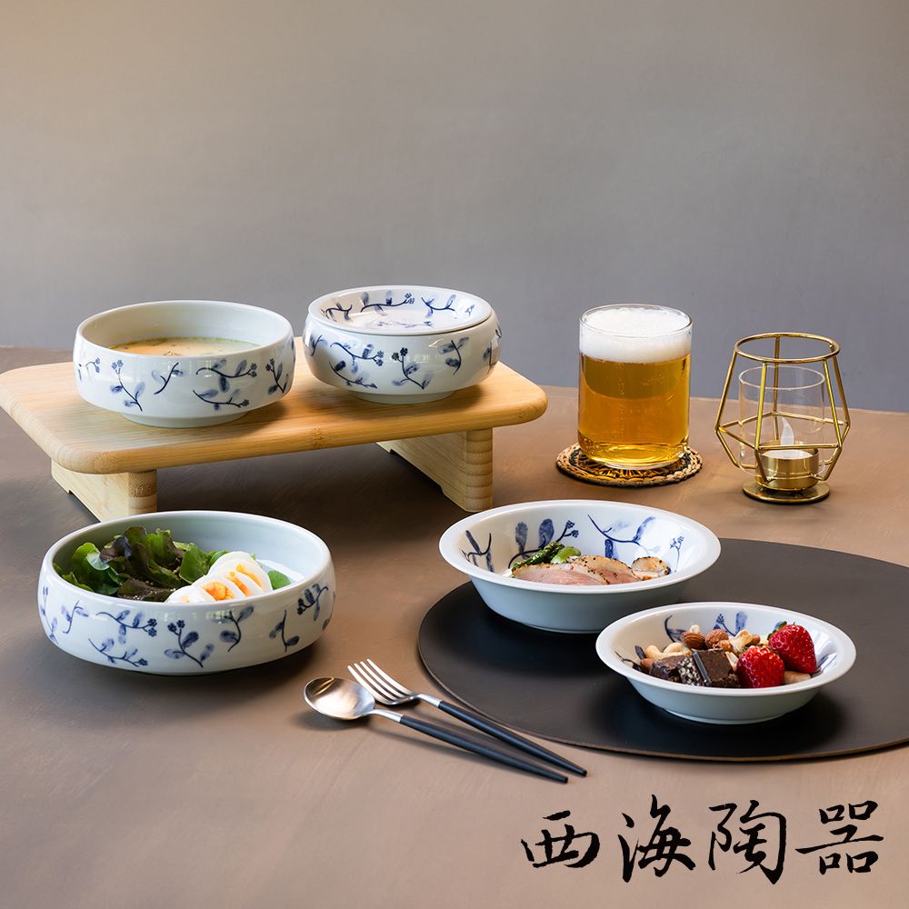 [西海陶器] 波佐見燒 藍花紋碗盤組(6件式) - 禮盒組