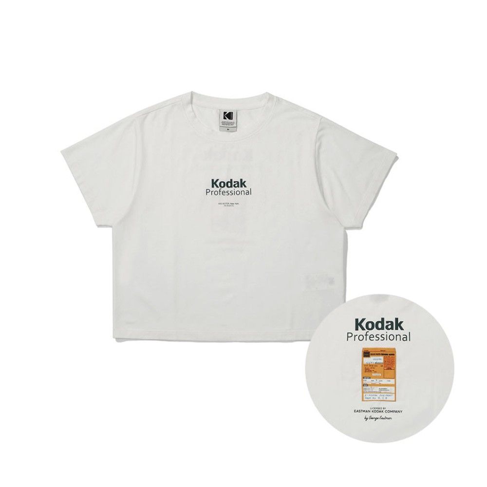 韓國 KODAK 女款復古影像寬版短袖T恤/ 白色WHITE/ 預購 M