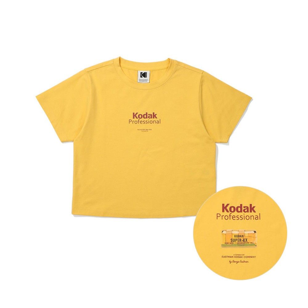 韓國 KODAK 女款復古影像寬版短袖T恤/ 黃色YELLOW/ 預購 L