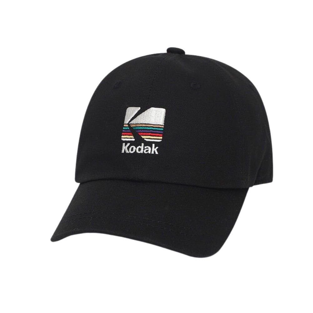 韓國 KODAK 彩虹條紋刺繡棒球帽/ 黑色BLACK/ 預購 M-L
