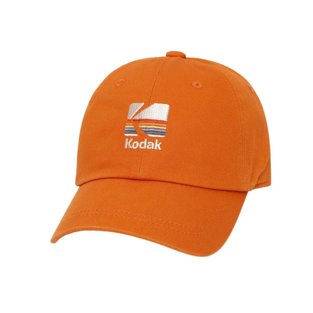 韓國 KODAK 彩虹條紋刺繡棒球帽/ 橘色ORANGE/ 預購 M-L