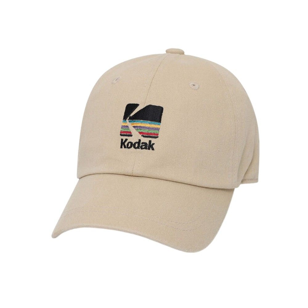 韓國 KODAK 彩虹條紋刺繡棒球帽/ 米色BEIGE/ 預購 M-L