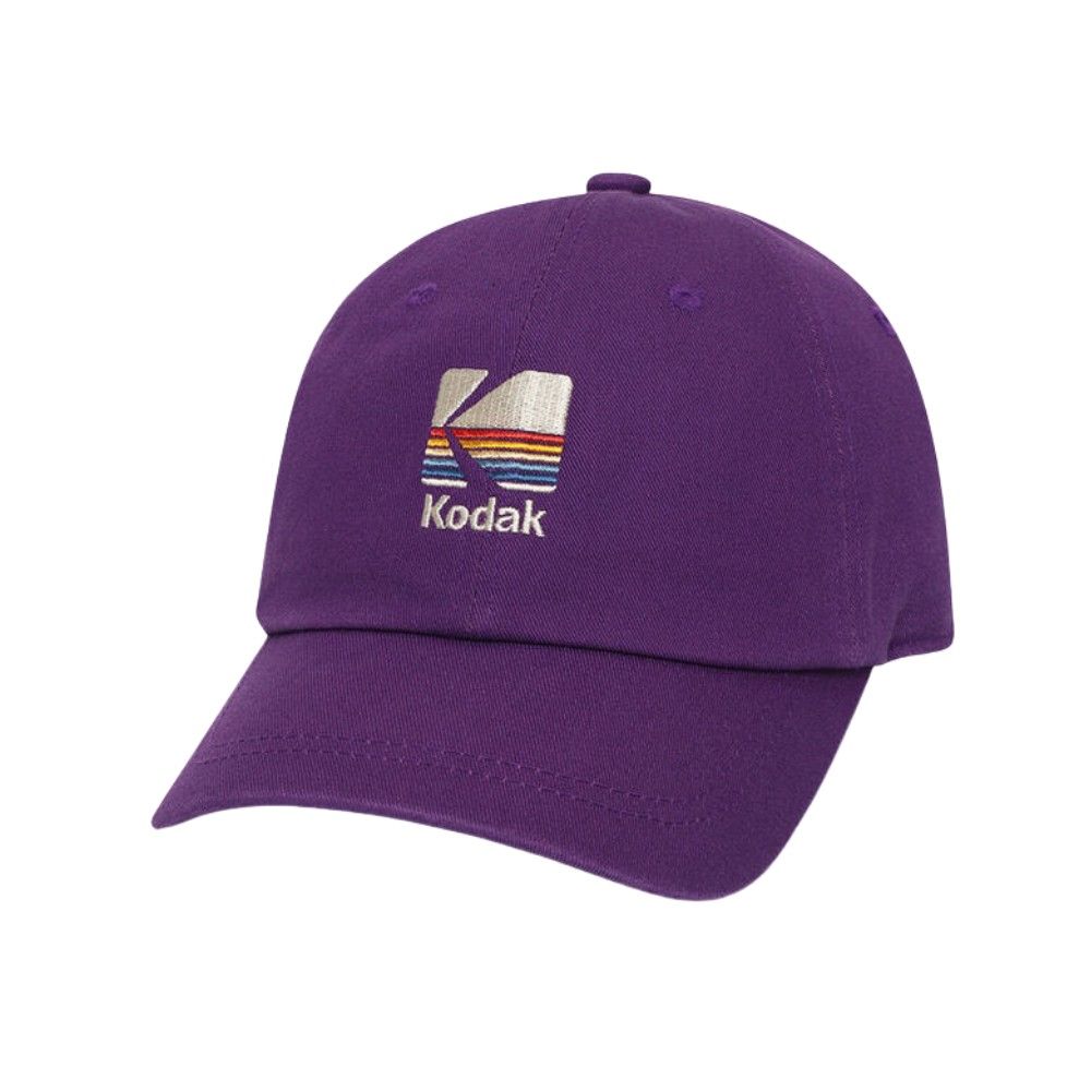 韓國 KODAK 彩虹條紋刺繡棒球帽/ 紫色PURPLE/ 預購 M-L