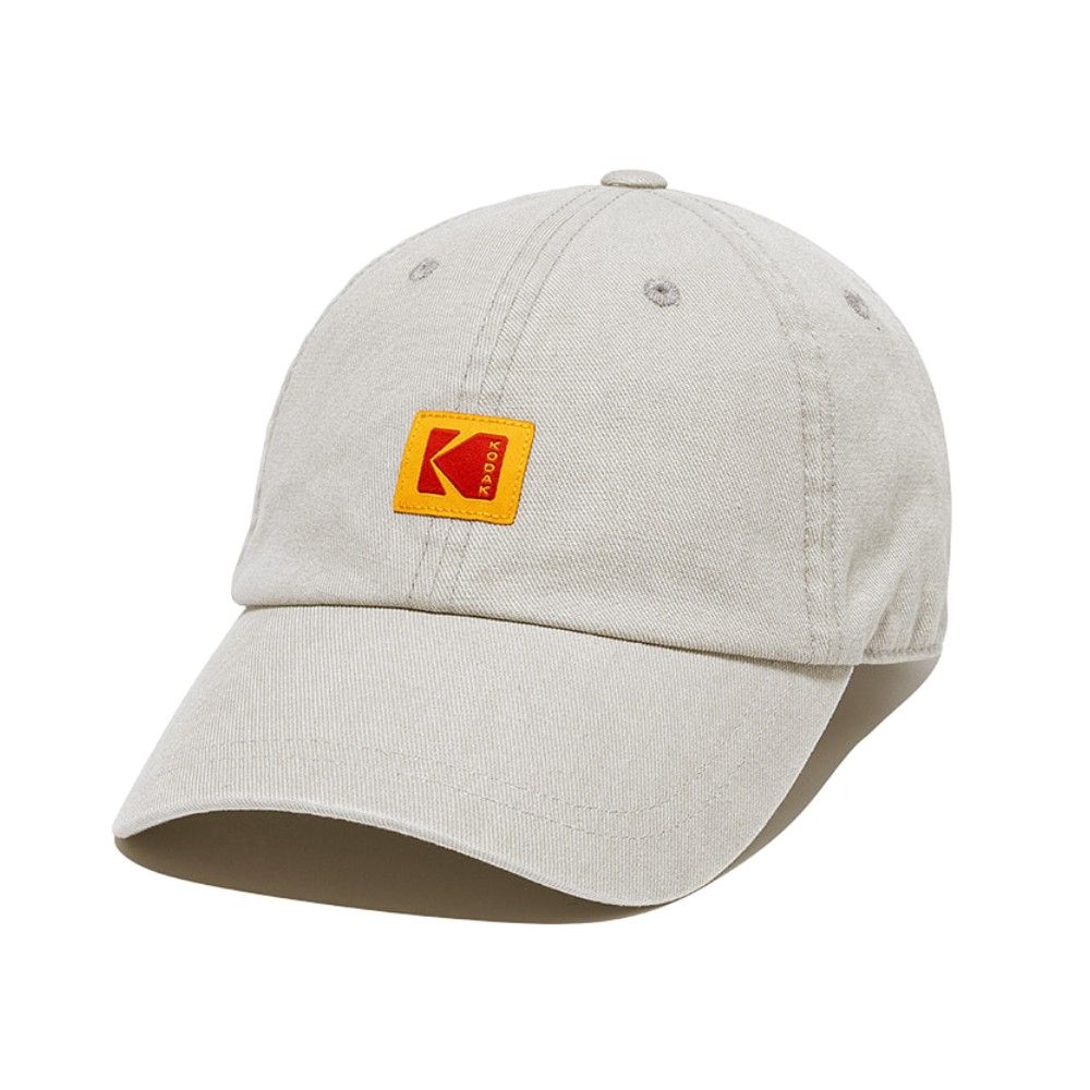 韓國 KODAK 方形標誌休閒版型棒球帽/ 淺灰LIGHT GREY/ 預購 M-L