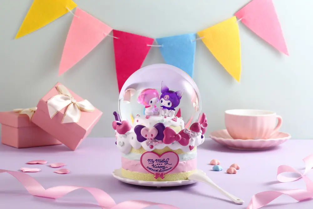 JARLL讚爾藝術 美樂蒂50 & 酷洛米20 My Melody & Kuromi 週年生日蛋糕 水晶球音樂盒