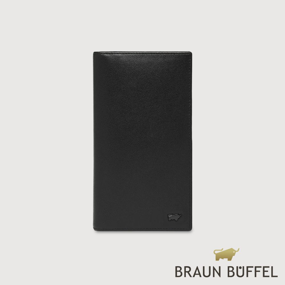 【BRAUN BUFFEL 德國小金牛】台灣總代理 瓦拉頓-A 14卡薄型長夾-黑色/BF568-322-BK