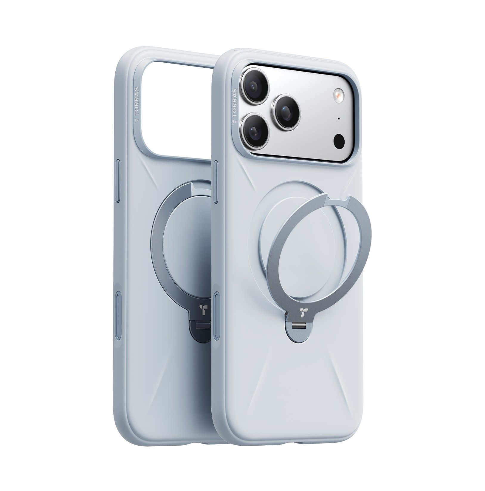 TORRAS Ostand Spin Silicone磁吸四象限旋轉支架防摔矽膠手機殼/ 寶寶藍/ iPhone 17 Pro Max