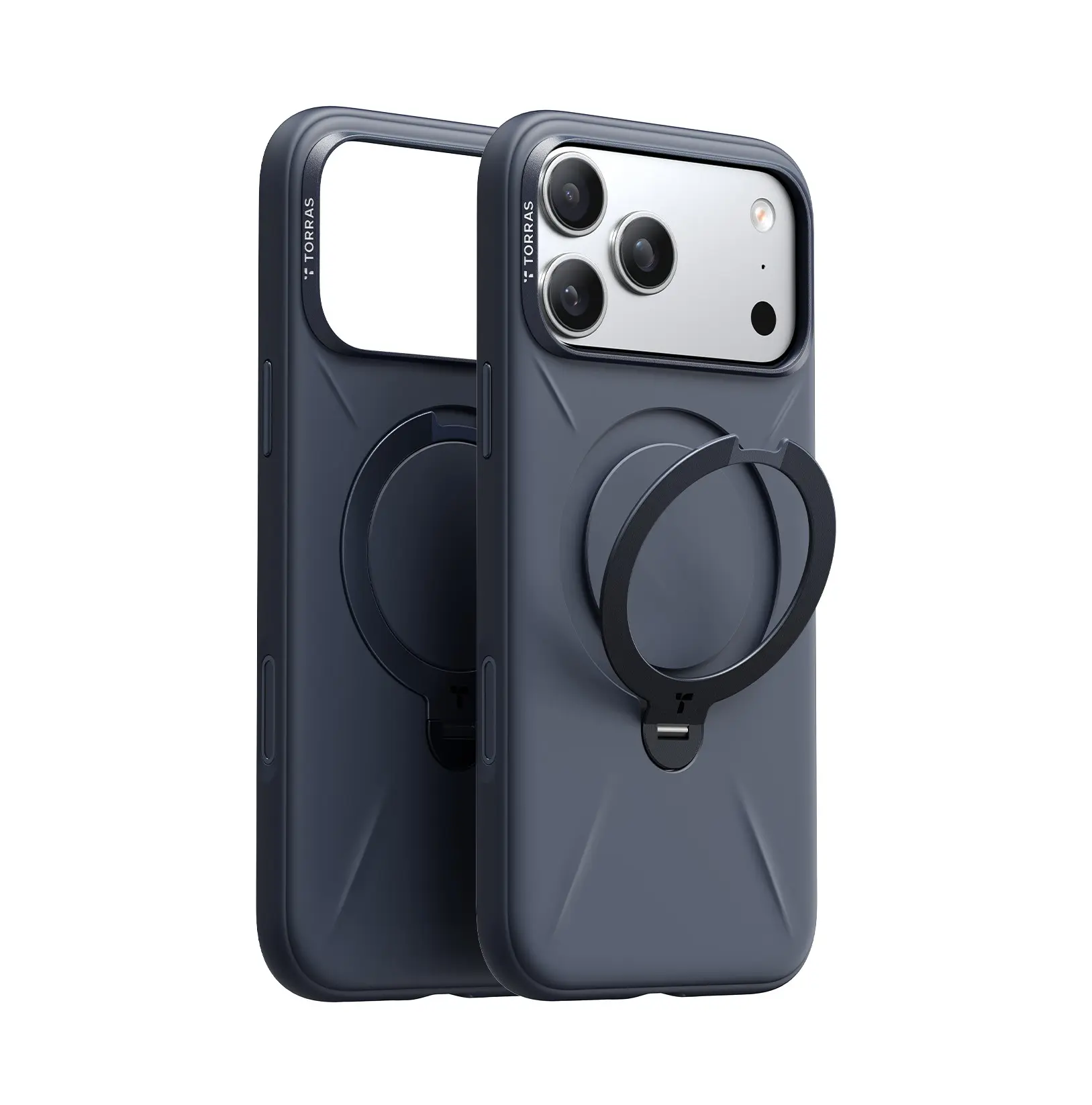 TORRAS Ostand Spin Silicone磁吸四象限旋轉支架防摔矽膠手機殼/ 午夜藍/ iPhone 17 Pro
