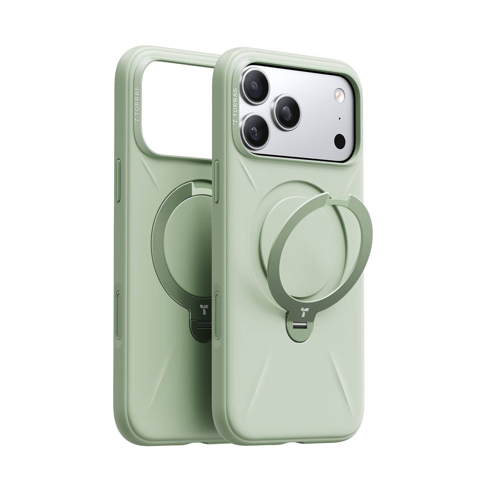 TORRAS Ostand Spin Silicone磁吸四象限旋轉支架防摔矽膠手機殼/ 鼠尾綠/ iPhone 17 Pro