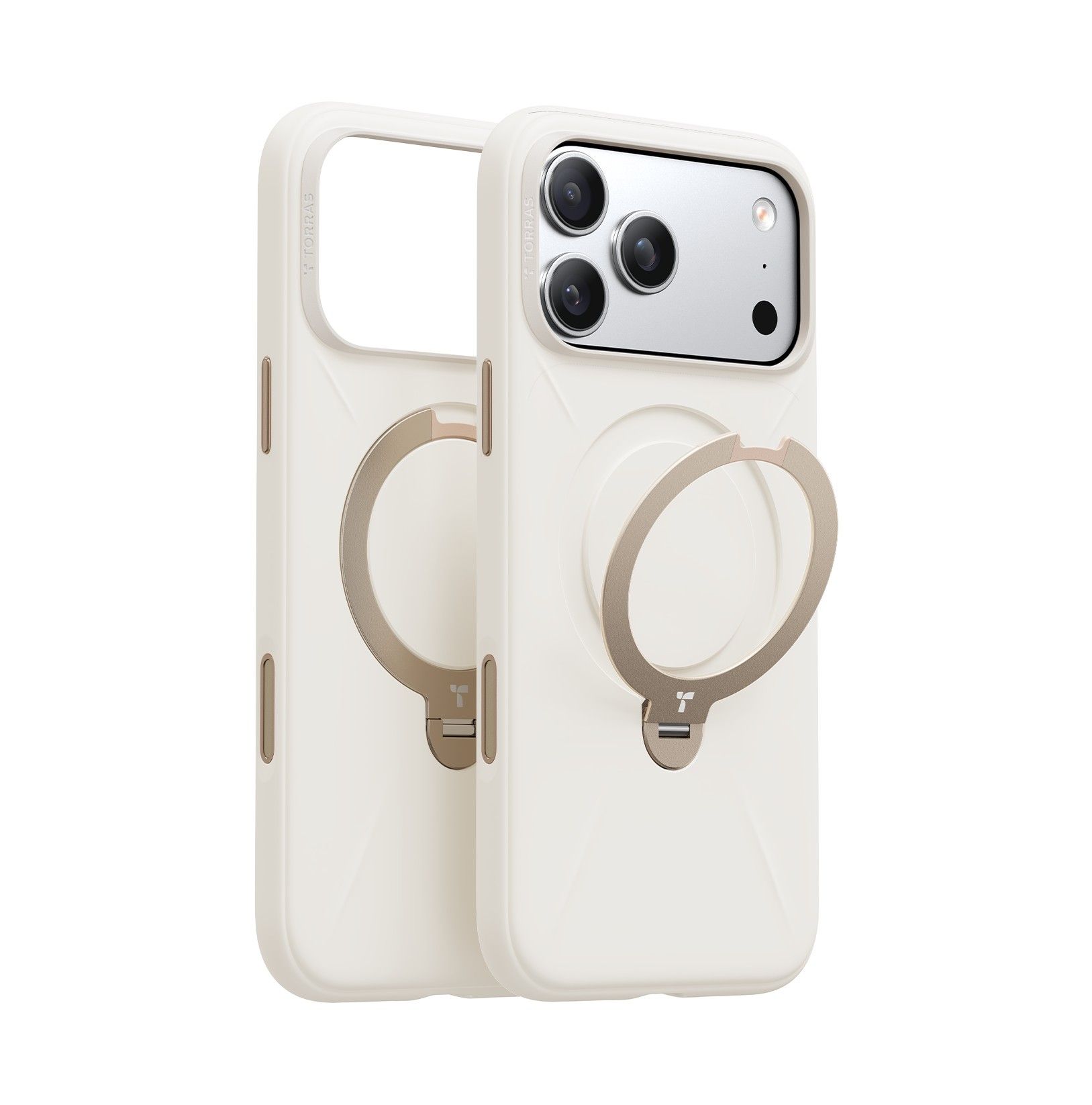 TORRAS Ostand Spin Silicone磁吸四象限旋轉支架防摔矽膠手機殼/ 初雪白/ iPhone 17 Pro Max