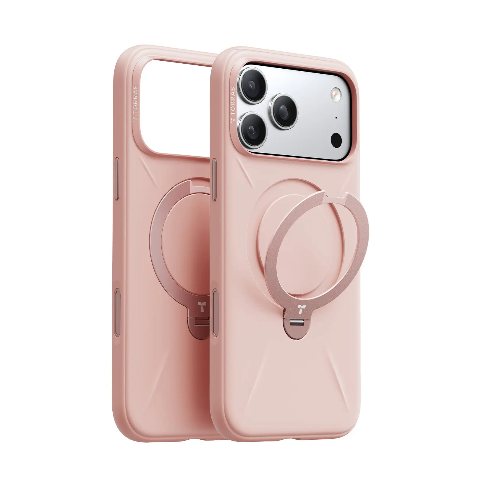 TORRAS Ostand Spin Silicone磁吸四象限旋轉支架防摔矽膠手機殼/ 蜜桃粉/ iPhone 17 Pro Max