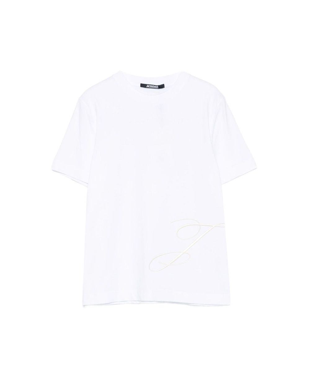 JACQUEMUS 大草寫J白色短袖TEE/女裝/ S