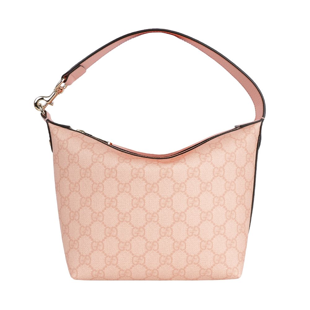 【GUCCI】Ophidia GG 塗層帆布迷你肩背包/手提包(灰粉色)/ 平行輸入