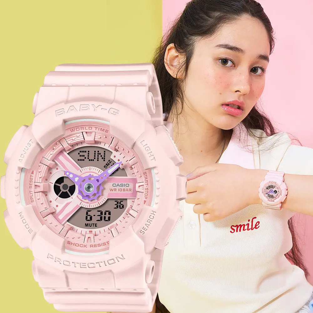 CASIO 卡西歐 Baby-G 甜美時尚雙顯手錶(BA-110AH-4A)