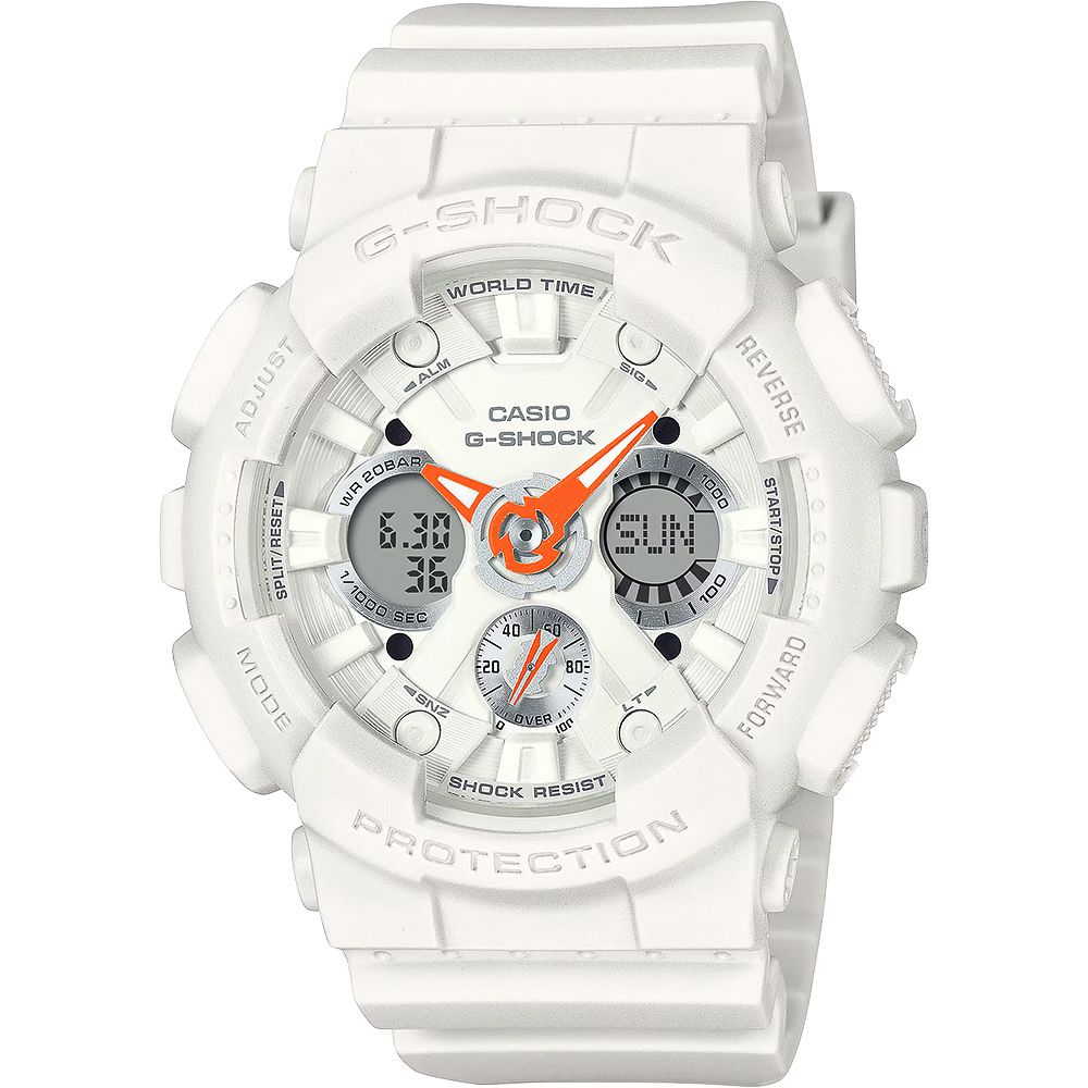 CASIO 卡西歐 G-SHOCK 個性酷炫雙顯手錶 中性錶-鮮橘色 電子錶(GMA-S120SA-7A1)