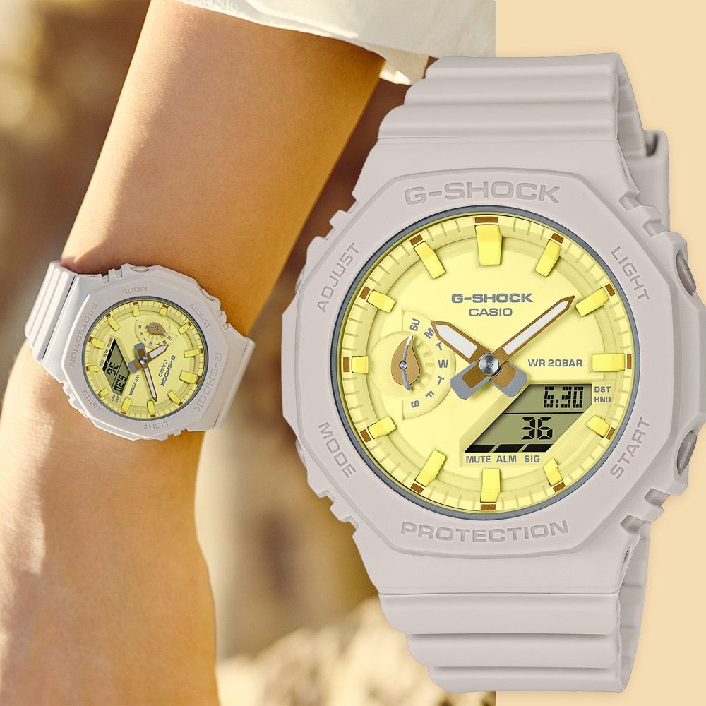 CASIO 卡西歐 G-SHOCK 草本系列女錶-檸檬黃(GMA-S2100NC-4A)
