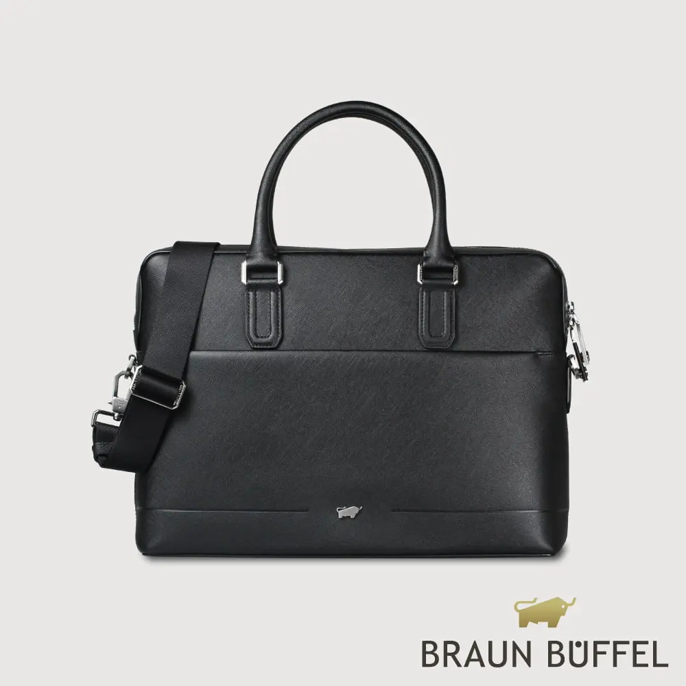 【BRAUN BUFFEL 德國小金牛】台灣總代理 格瑞克-D1-A系列 公事包-黑色/BF578-65-BK