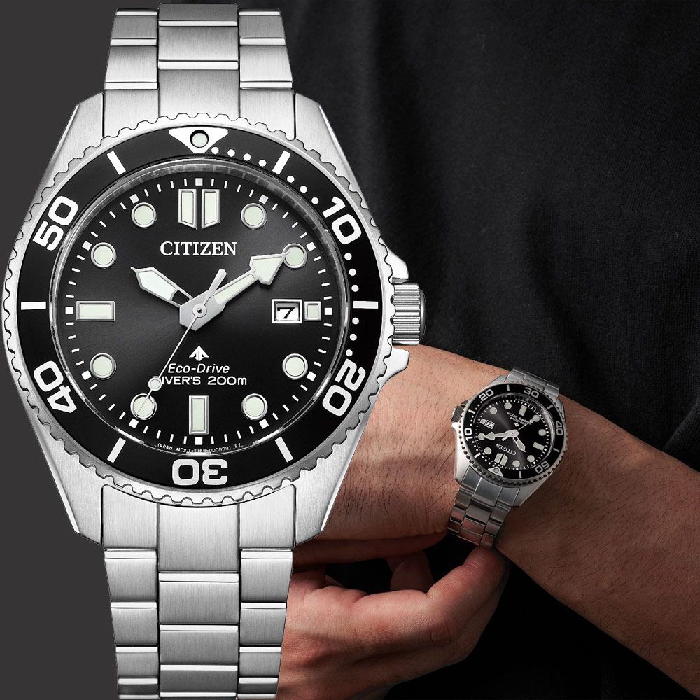 CITIZEN 星辰 PROMASTER MARINE 限量 光動能200米潛水錶-銀x黑 (BN0261-51E)