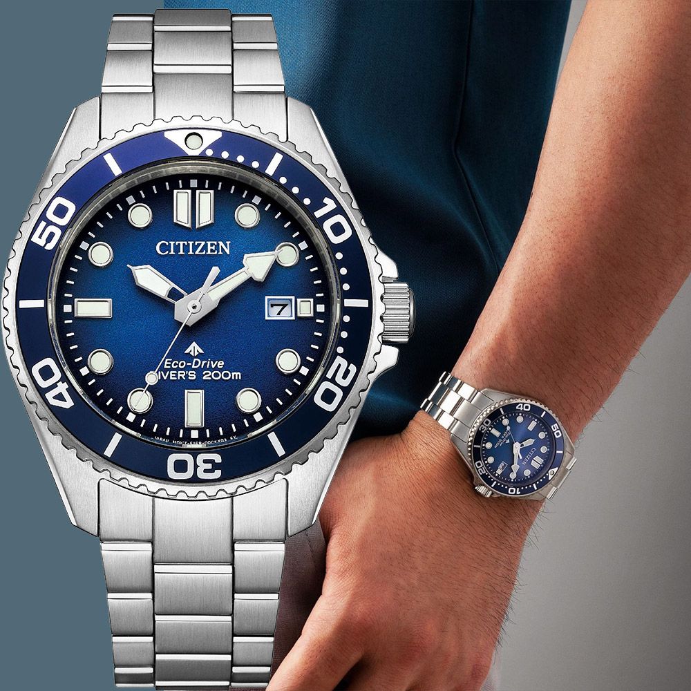 CITIZEN 星辰 PROMASTER MARINE 限量 光動能200米潛水錶-漸層藍(BN0260-54L)