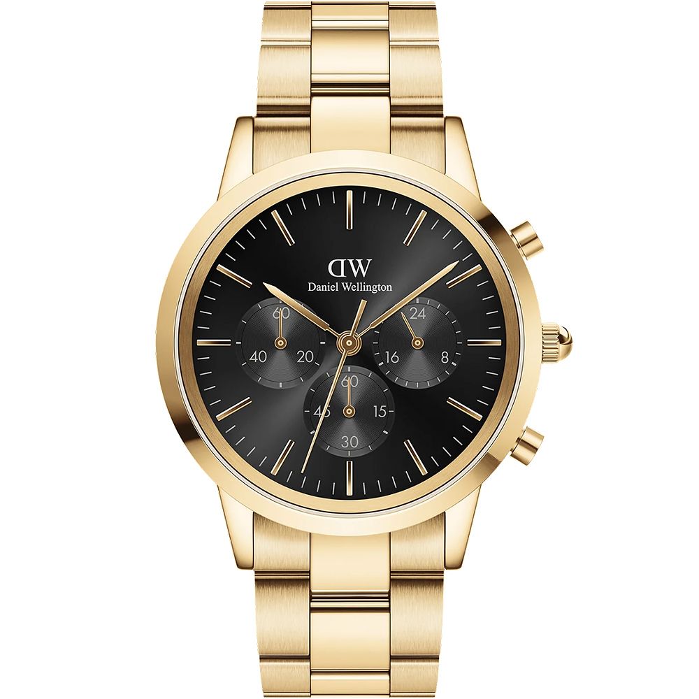 Daniel Wellington DW Iconic Link 時尚計時手錶 男錶-42mm/金框(DW00100641)