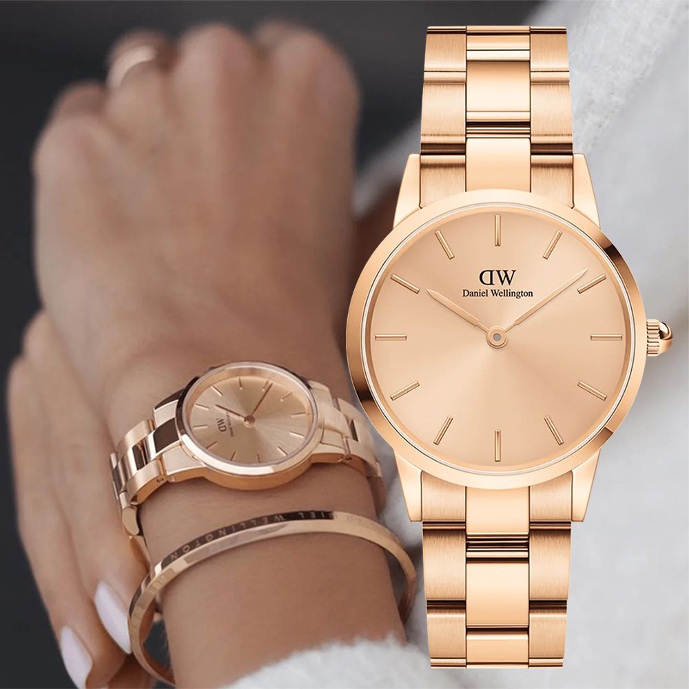 Daniel Wellington DW Iconic Link Unitone 單色美學女錶-28mm/玫瑰金(DW00100401)