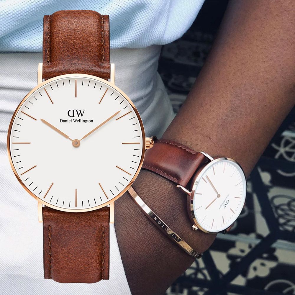 Daniel Wellington DW Classic St. Mawes 經典極簡美學手錶 女錶-36mm/玫瑰金框(DW00100035)