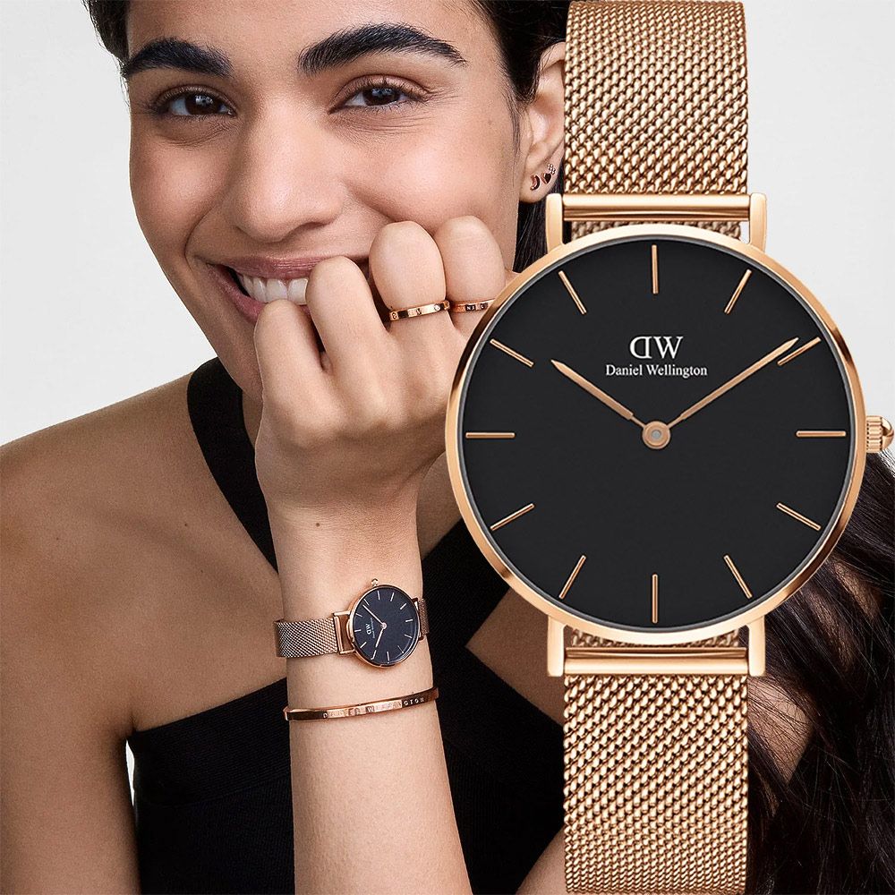 Daniel Wellington DW Petite Melrose 經典極簡美學米蘭帶女錶-32mm/玫瑰金框(DW00100161)